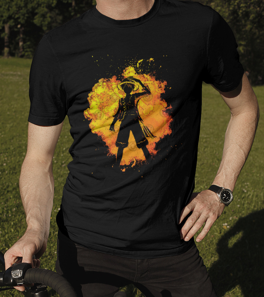 Soul Of The Pirate Luffy Fire Silhouette Anime T-Shirt