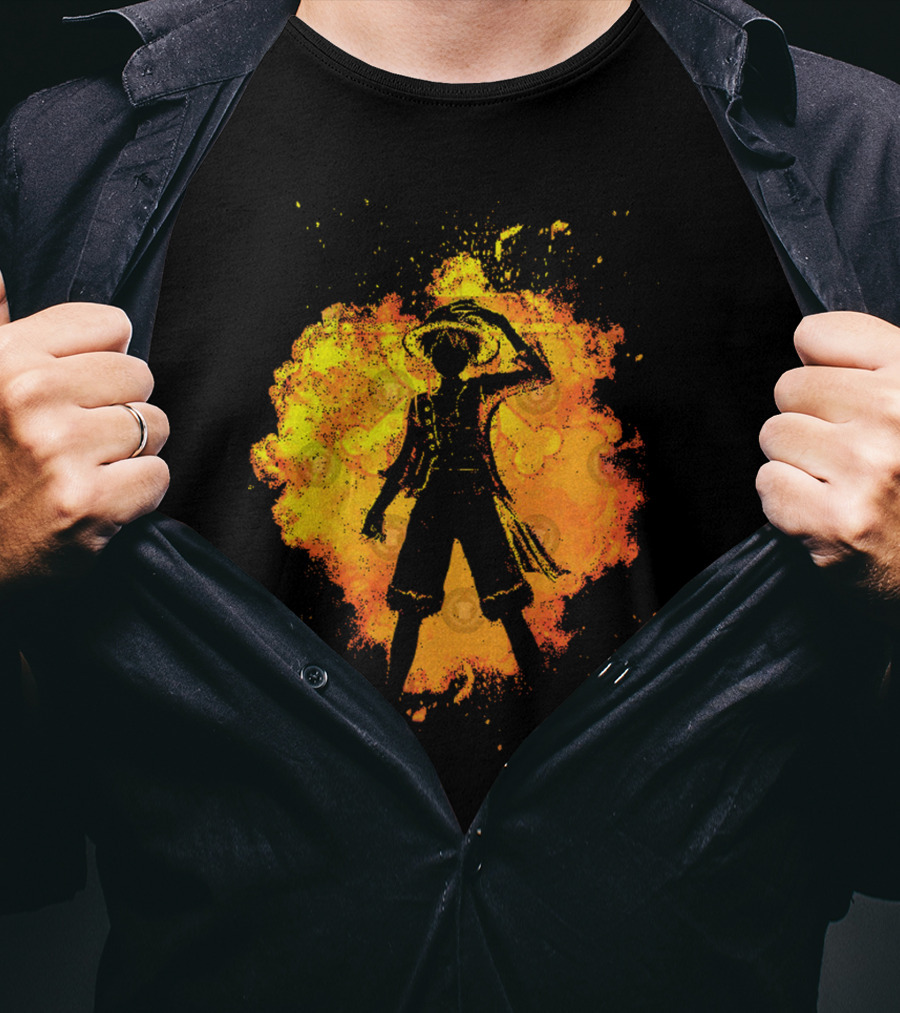 Soul Of The Pirate Luffy Fire Silhouette Anime T-Shirt