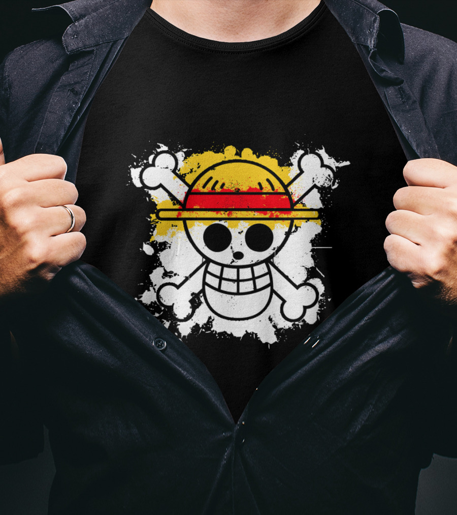Straw Hat Pirates Jolly Roger Skull Emblem One Piece Anime T-Shirt