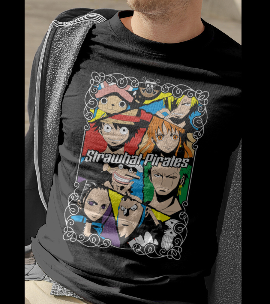 Strawhat Pirates Crew Vibrant Character Portraits T-Shirt