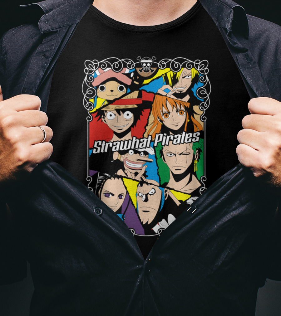 Strawhat Pirates Crew Vibrant Character Portraits T-Shirt
