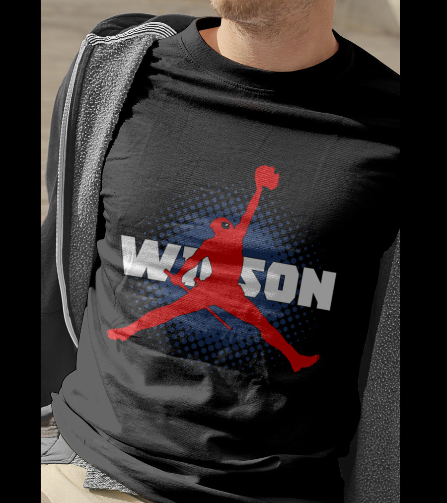 Wilson Jump Character Icon In Red With Blue Dot Background T-Shirt