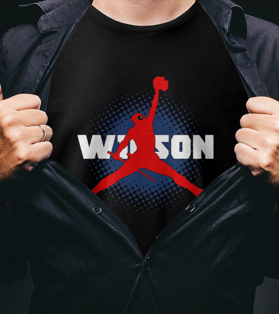 Wilson Jump Character Icon In Red With Blue Dot Background T-Shirt