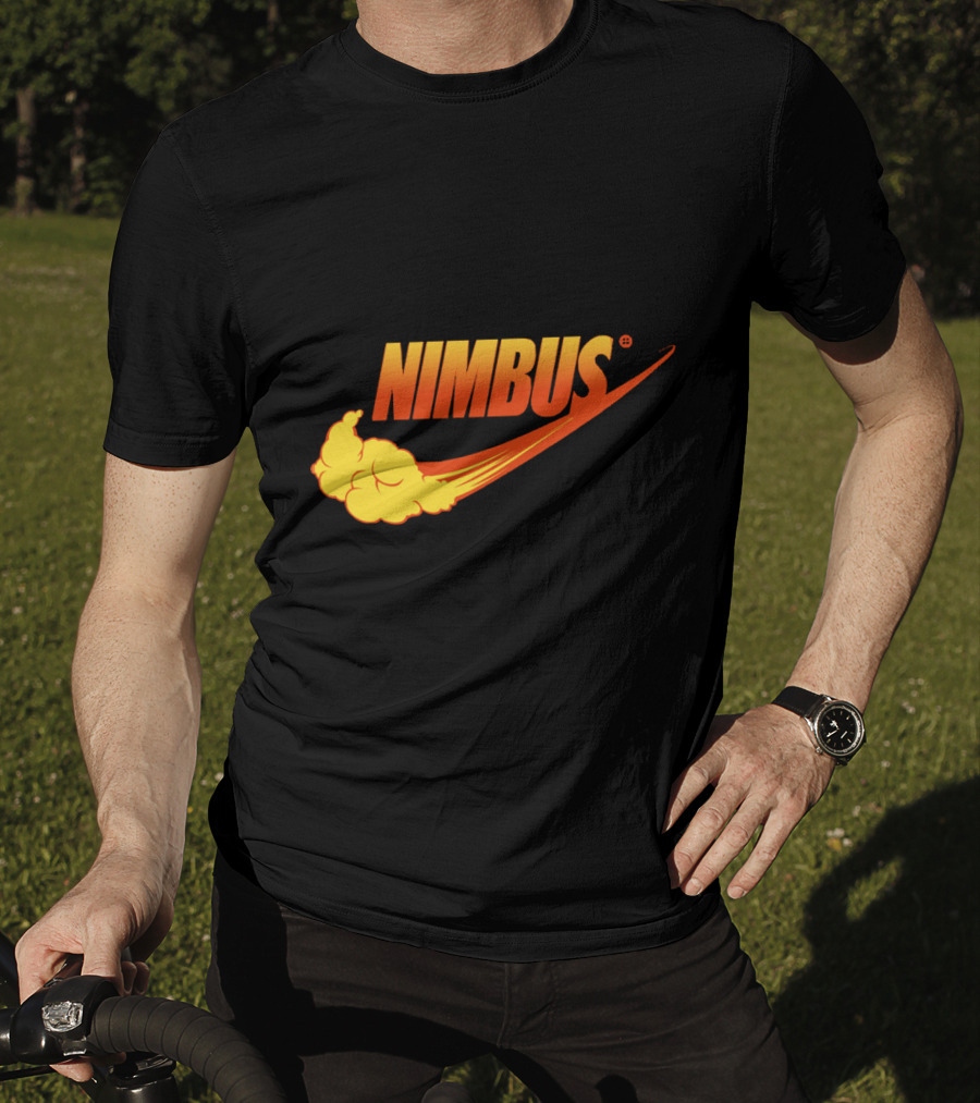 Nimbus Cloud Swoosh Orange Text T-Shirt