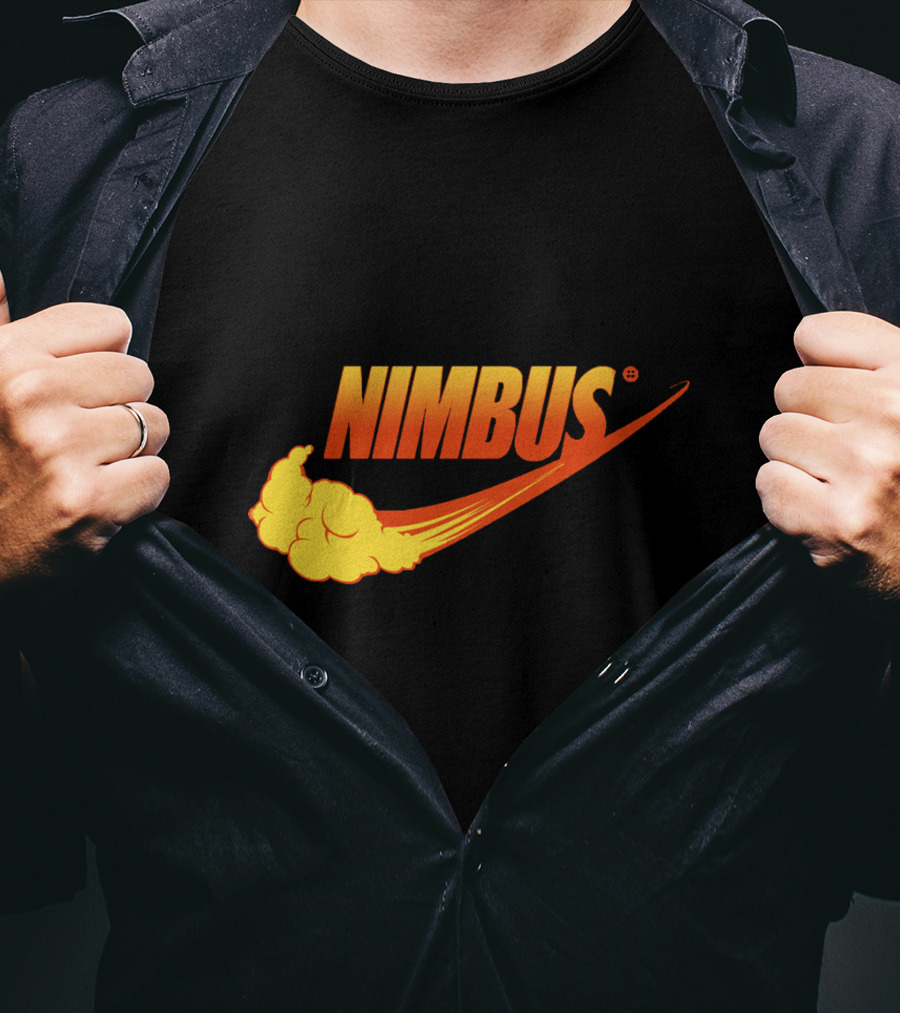 Nimbus Cloud Swoosh Orange Text T-Shirt