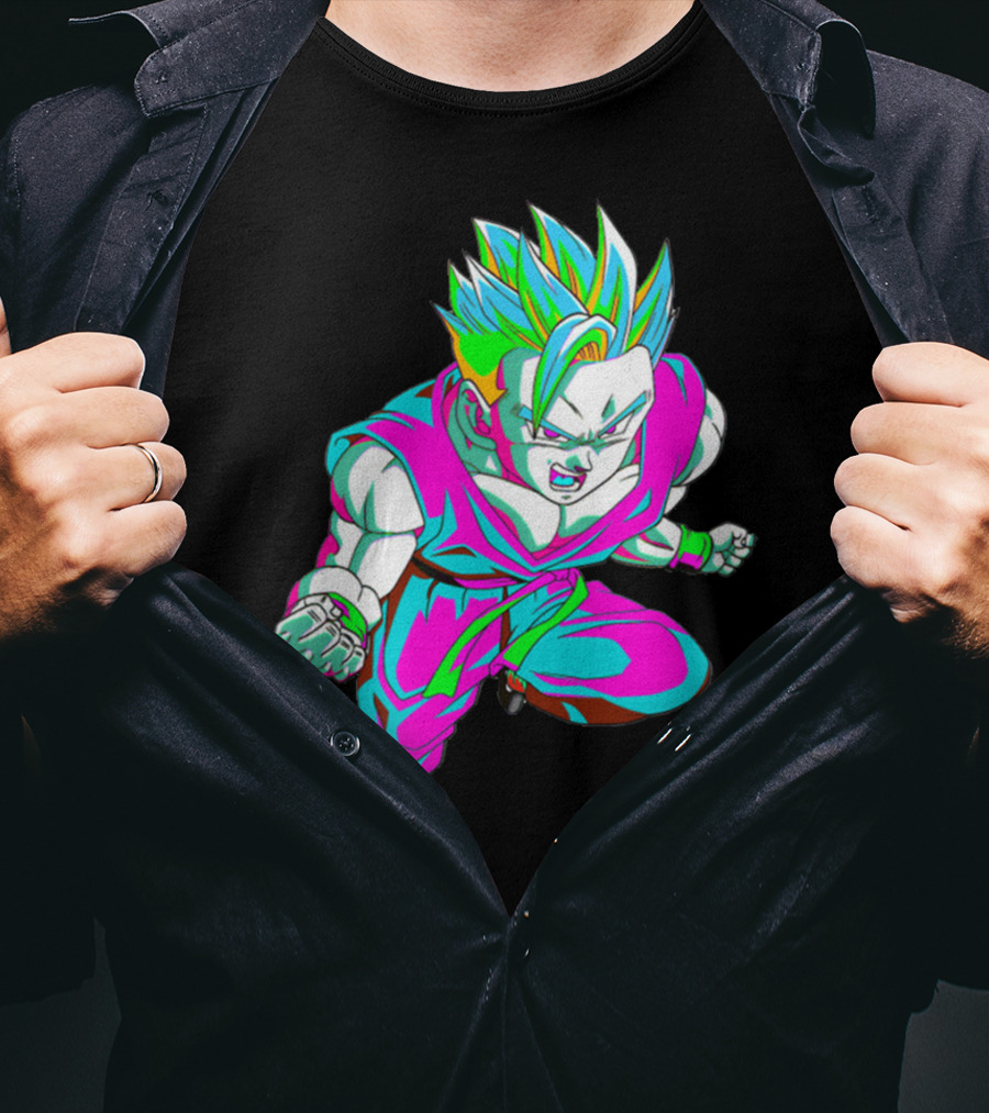 Anime Vaporwave 90s Super Saiyan Style Retro Neon Aesthetic T-Shirt