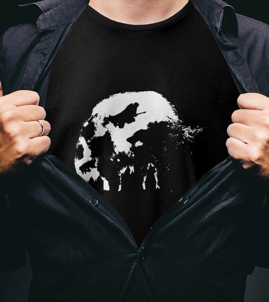 Full Moon Flying Over Hogwarts T-Shirt