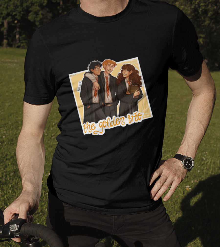 The Golden Trio: Ron, Hermione, And Harry In School Robes T-Shirt