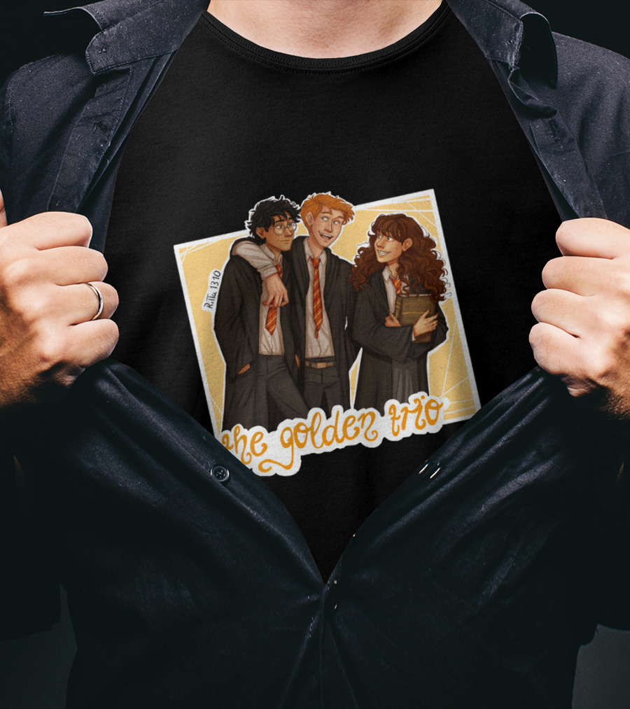 The Golden Trio: Ron, Hermione, And Harry In School Robes T-Shirt