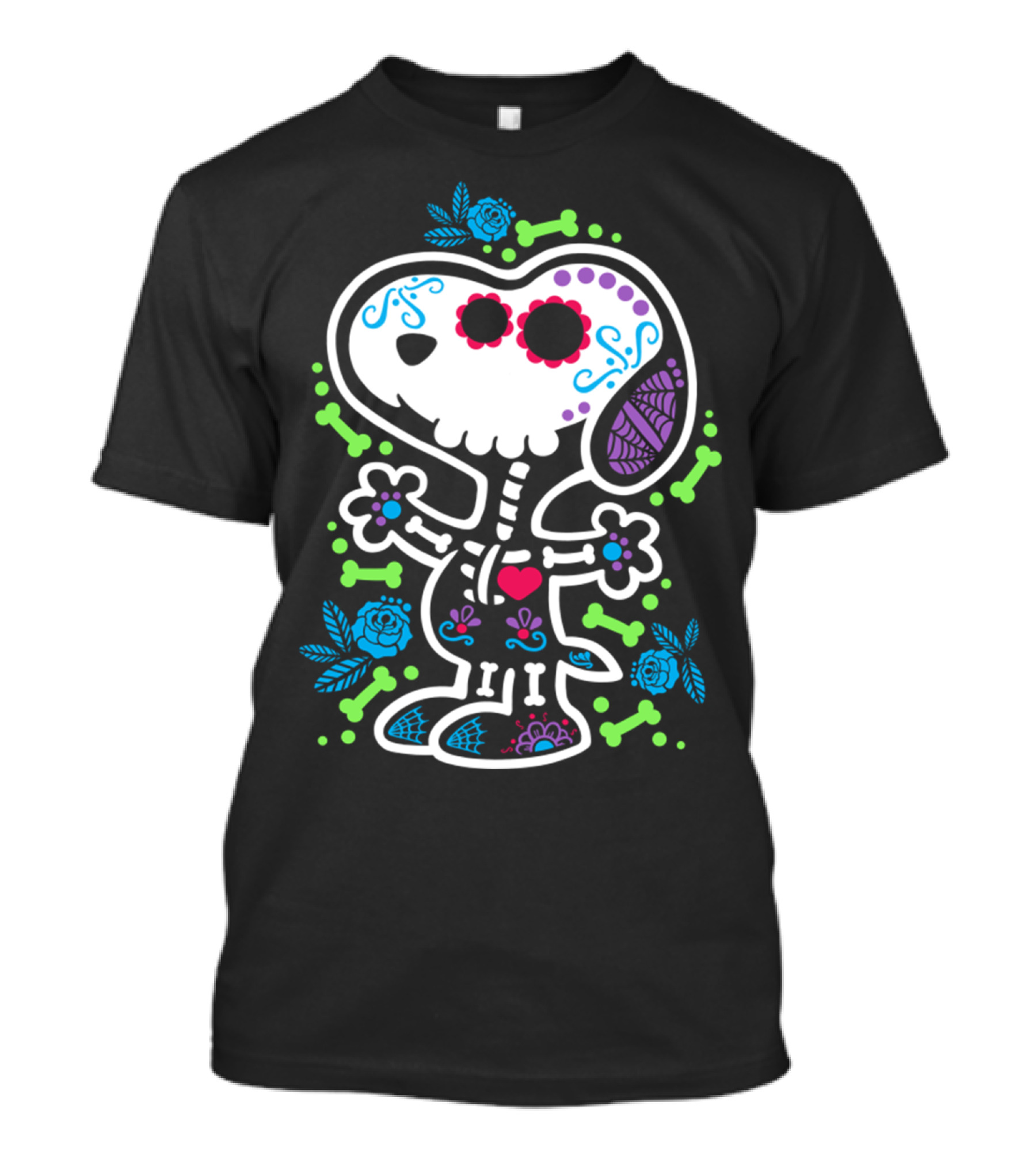 Day Of The Dead Sugar Skull Skeleton Beagle T-Shirt