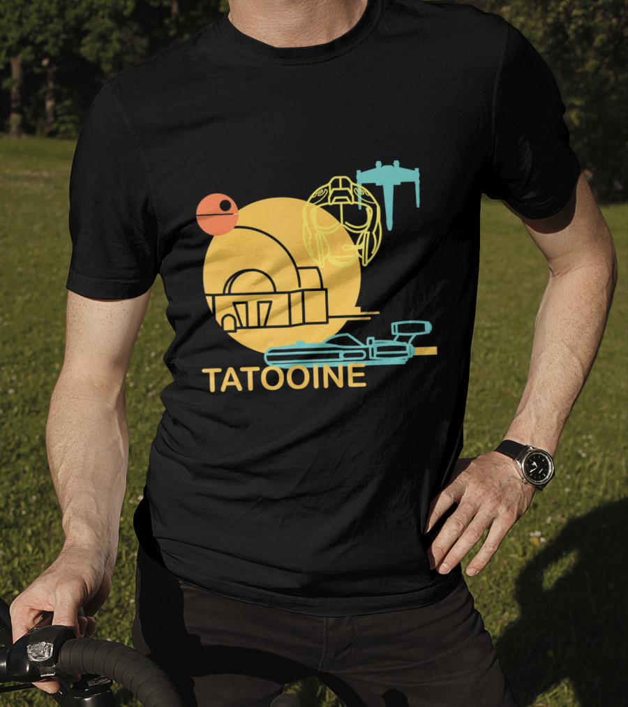 Star Wars A New Hope Tatooine X-Wing Droid Binary Sunset T-Shirt