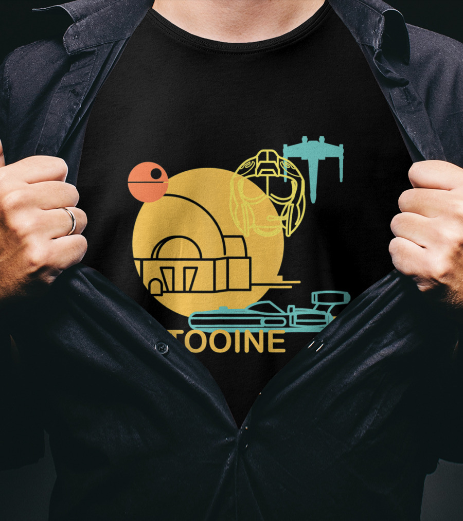 Star Wars A New Hope Tatooine X-Wing Droid Binary Sunset T-Shirt