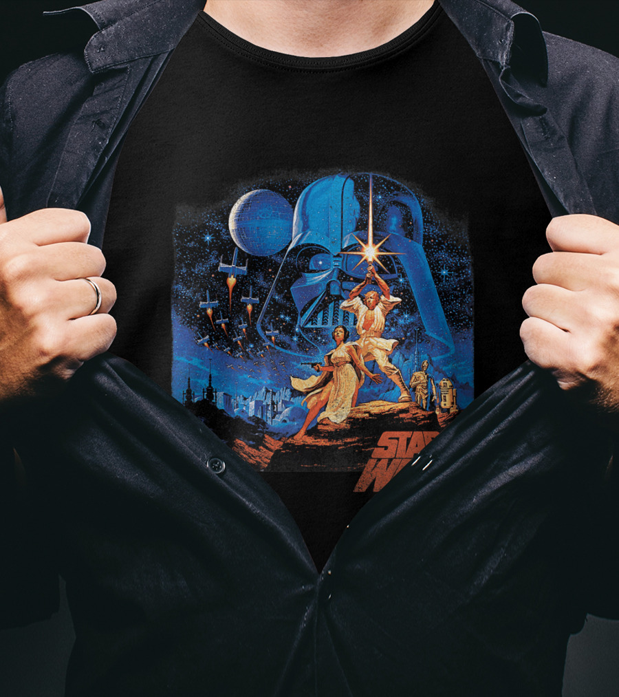Star Wars Luke Leia Darth Vader X-Wing Tatooine R2D2 C3PO A New Hope T-Shirt