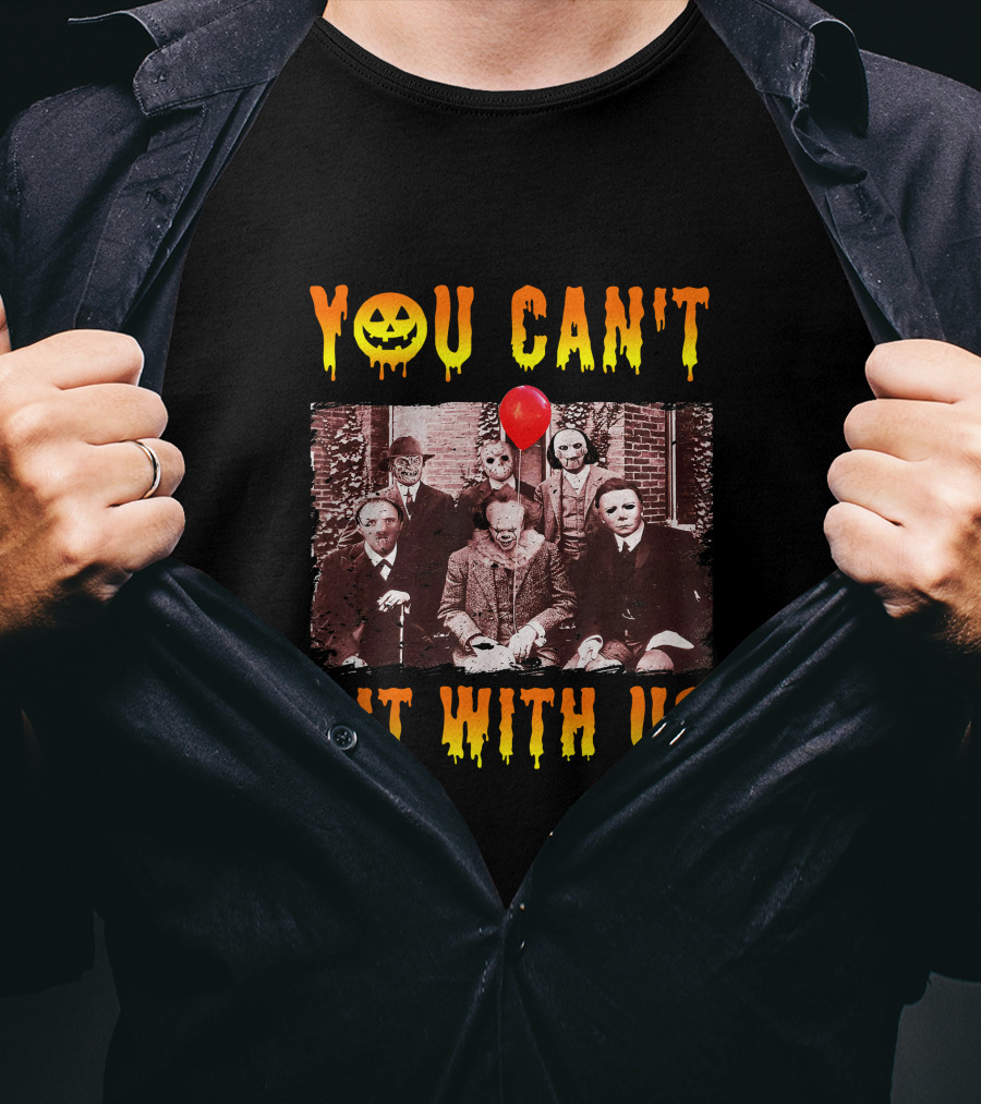 You Can't Sit With Us Halloween Horror Characters Red Balloon T-Shirt