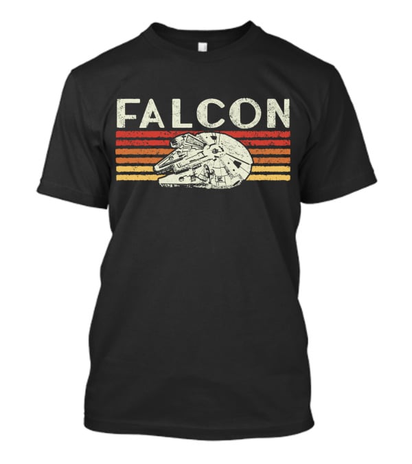 Falcon Vintage Style Spaceship With Stripes T-Shirt