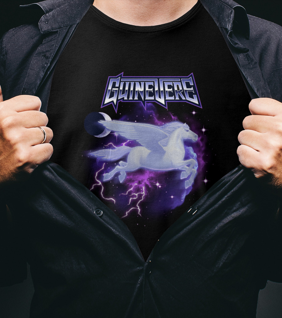 Guinevere Flying Pegasus With Lightning And Crescent Moon T-Shirt