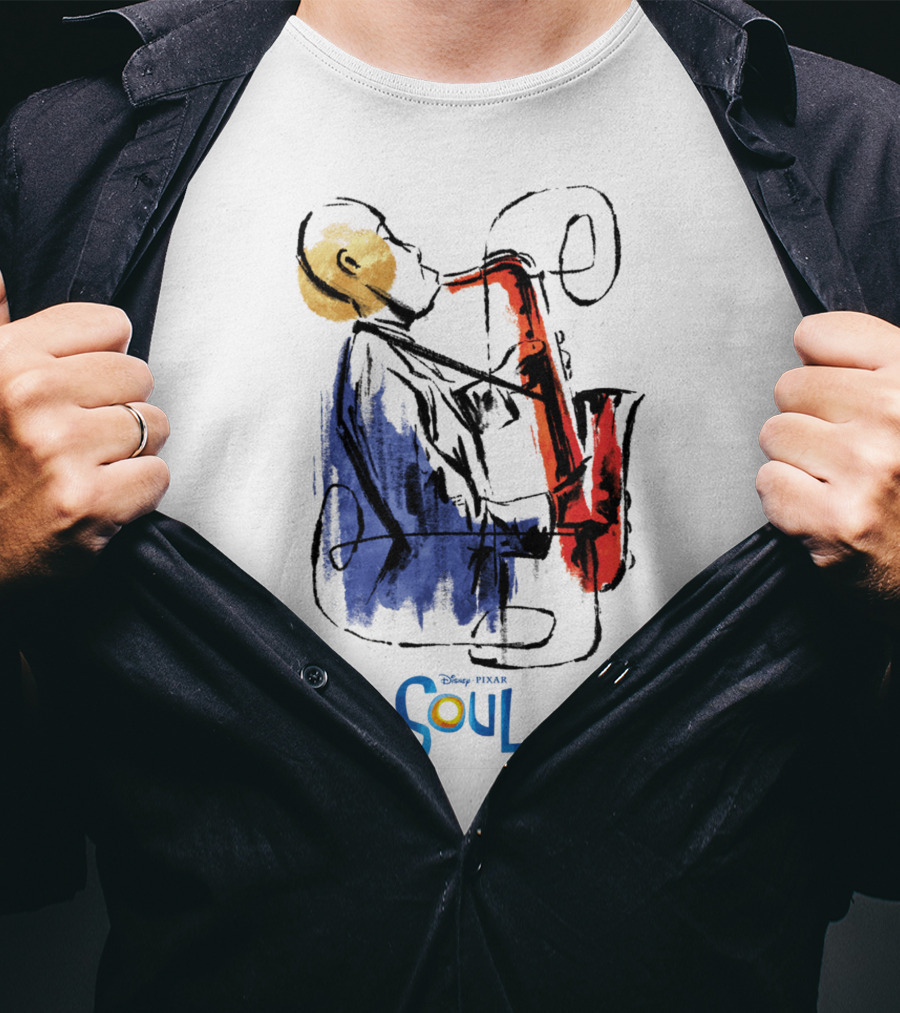 Disney Pixar Soul Watercolor Saxophonist T-Shirt