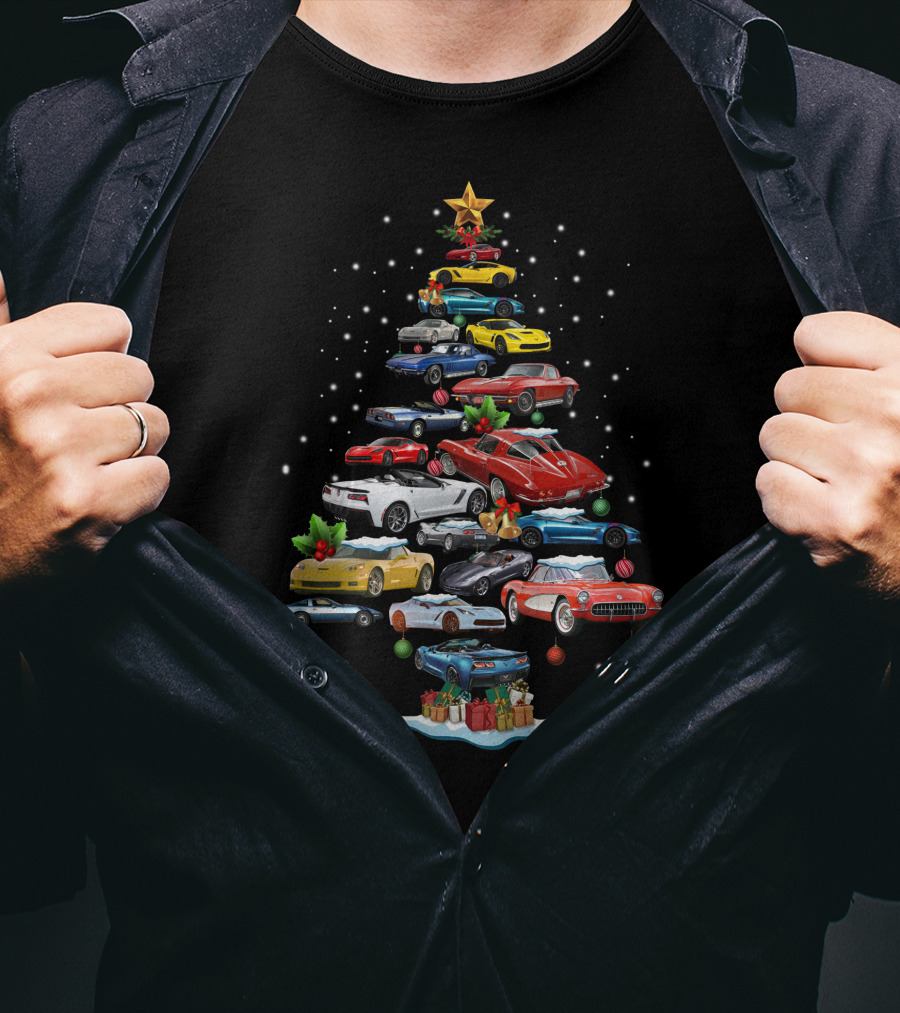 Corvette Christmas Tree Classic Cars Holiday Arrangement T-Shirt