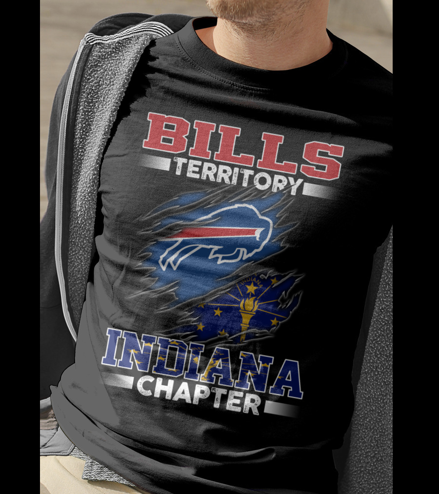 BILLS Territory Indiana Chapter Buffalo Logo With State Flag T-Shirt