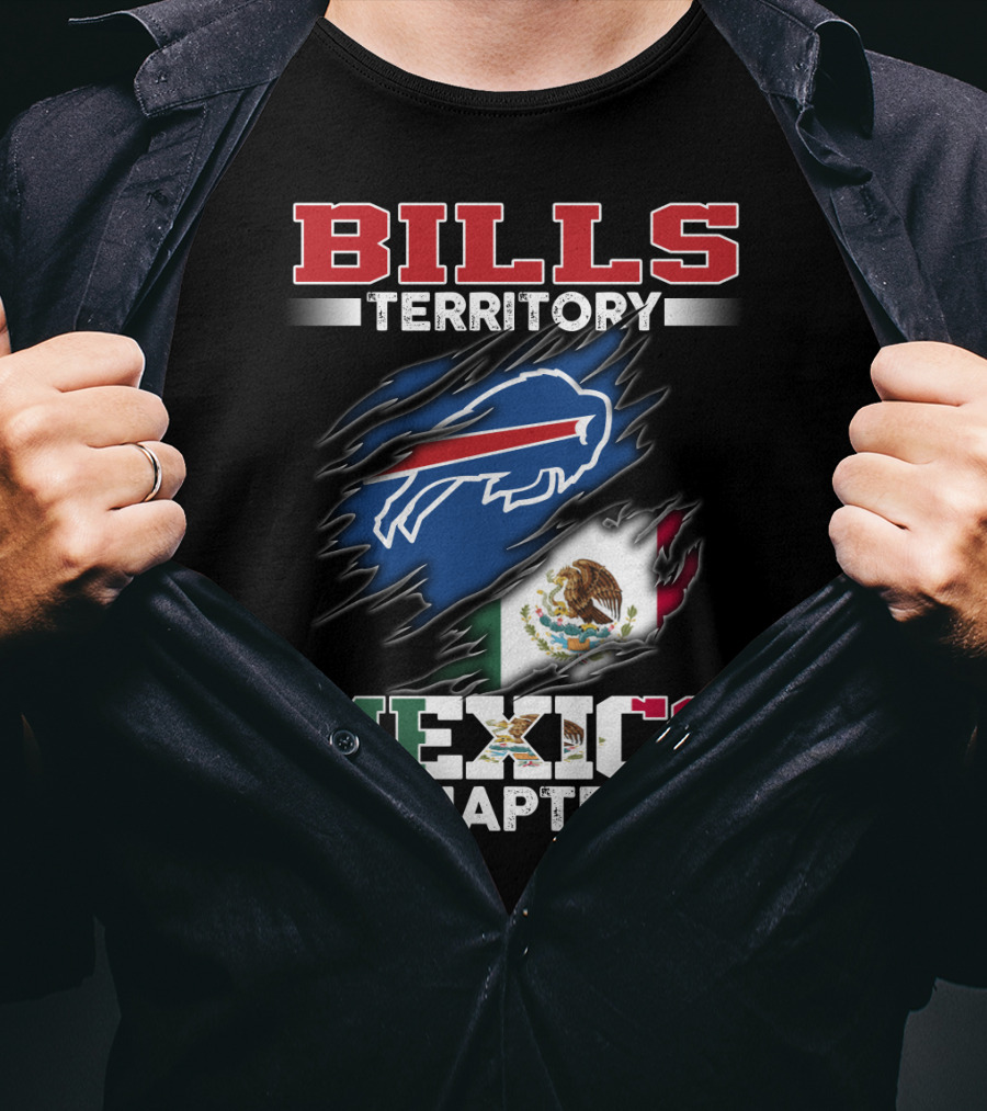 BILLS Territory Mexico Chapter Buffalo Logo Mexican Flag T-Shirt