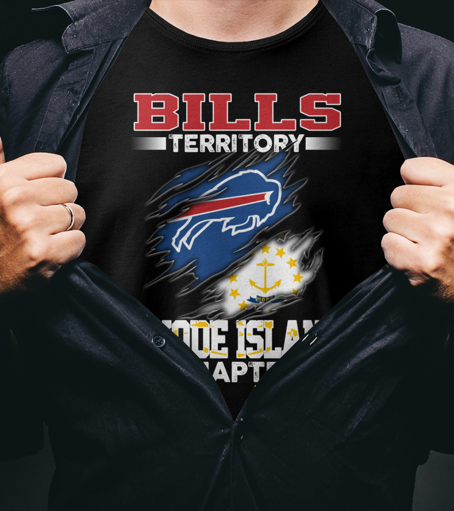 BILLS Territory Rhode Island Chapter Logo With Buffalo And State Flag T-Shirt