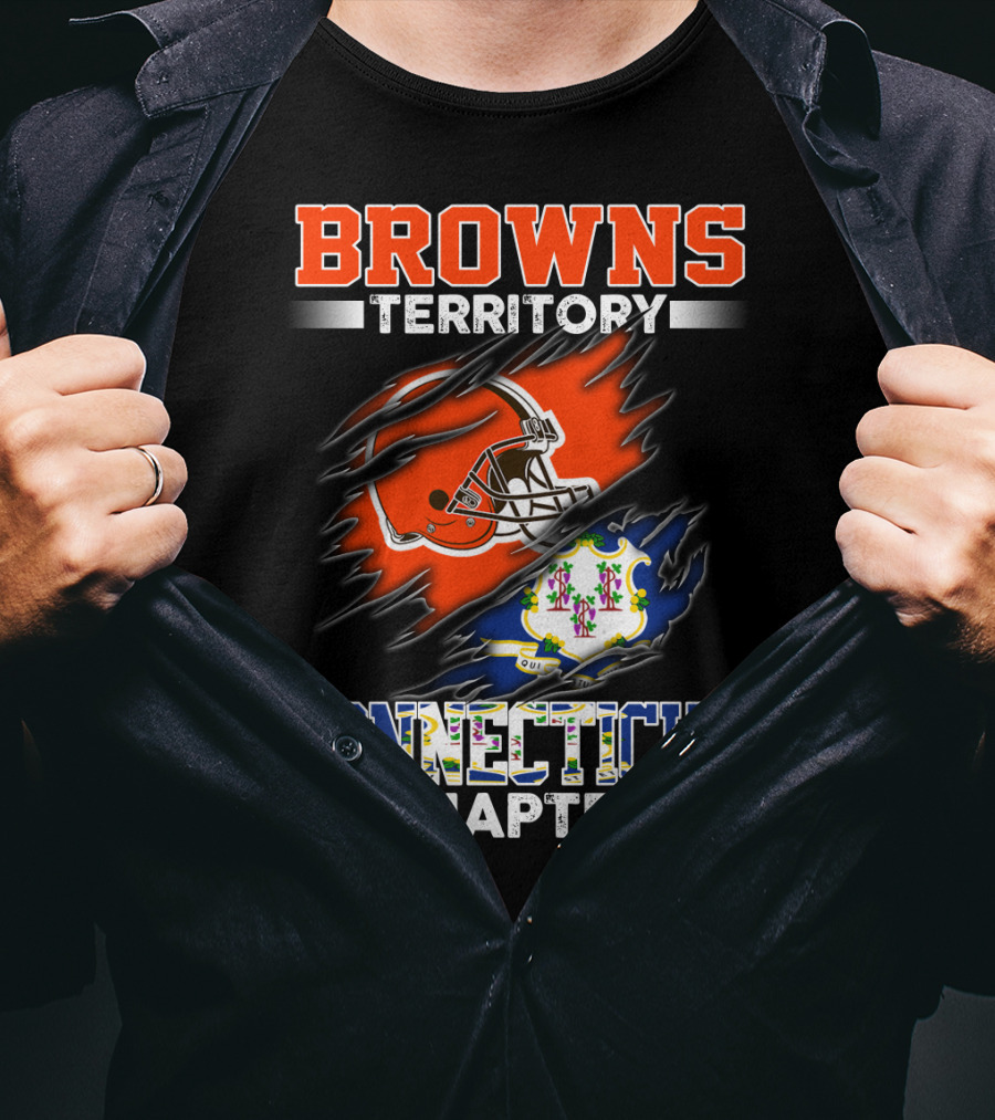 Browns Territory Connecticut Chapter Football Helmet Emblem State Flag T-Shirt
