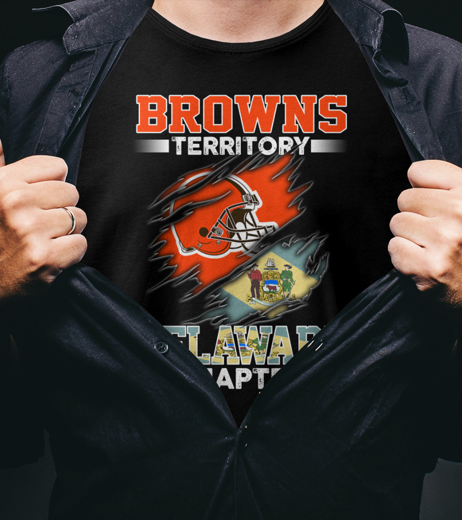 BROWNS Territory Delaware Chapter Football Helmet State Flag T-Shirt