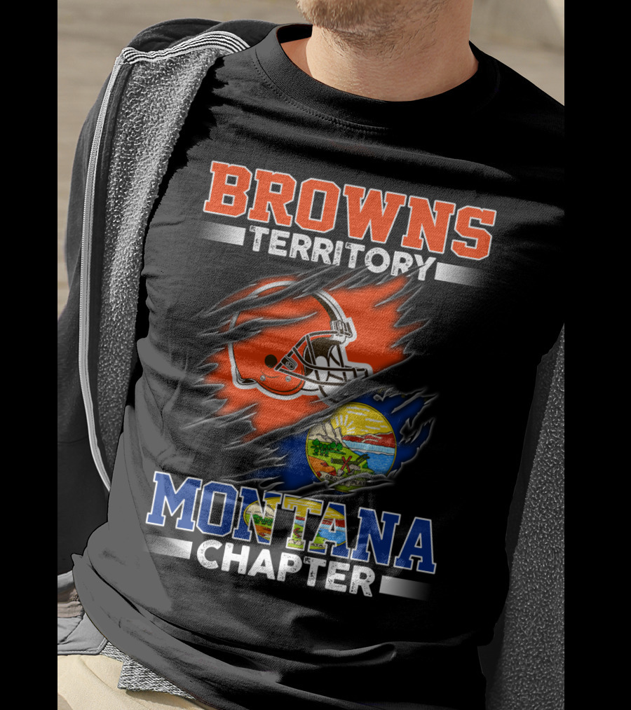 BROWNS Territory Montana Chapter Football Helmet And State Seal T-Shirt
