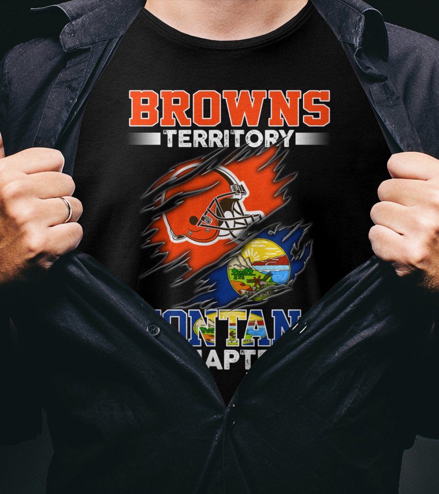 BROWNS Territory Montana Chapter Football Helmet And State Seal T-Shirt