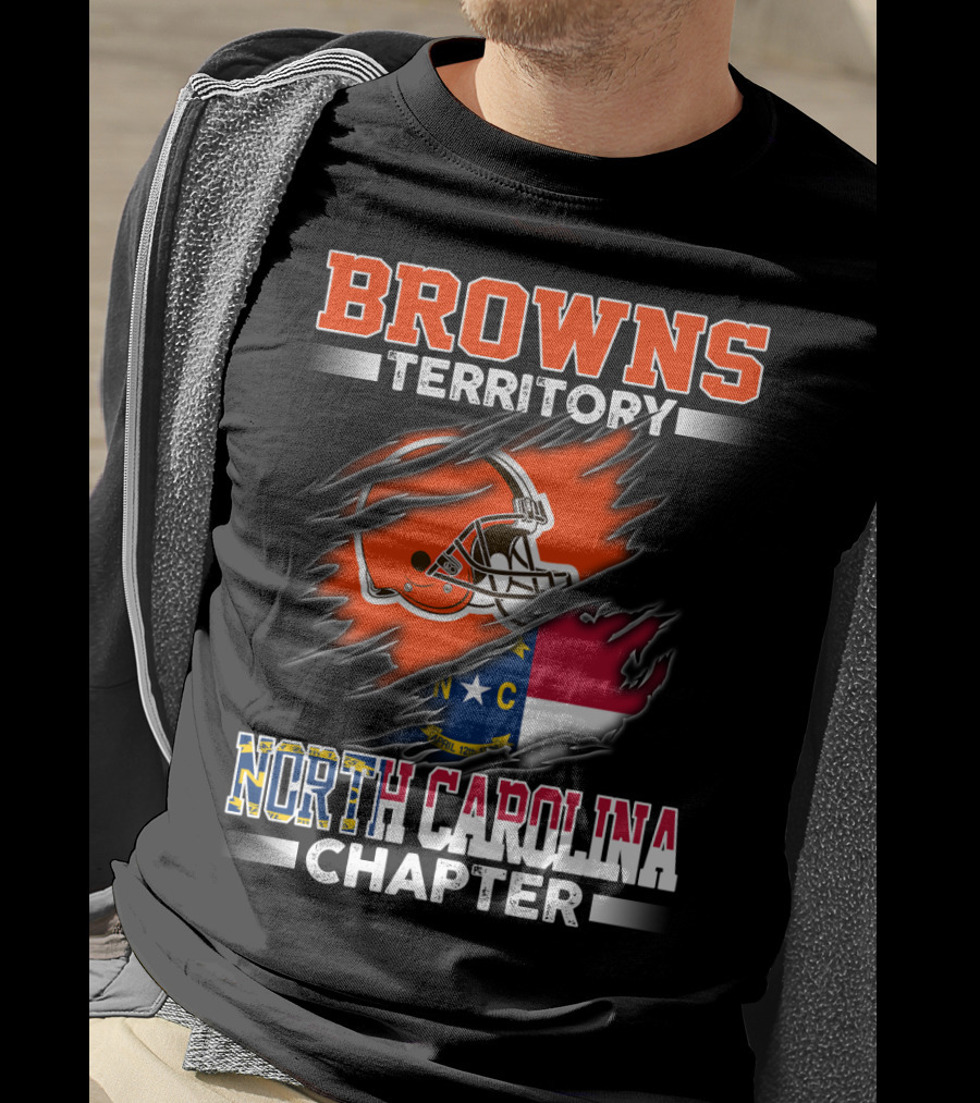 Browns Territory North Carolina Chapter Football Helmet And State Flag T-Shirt