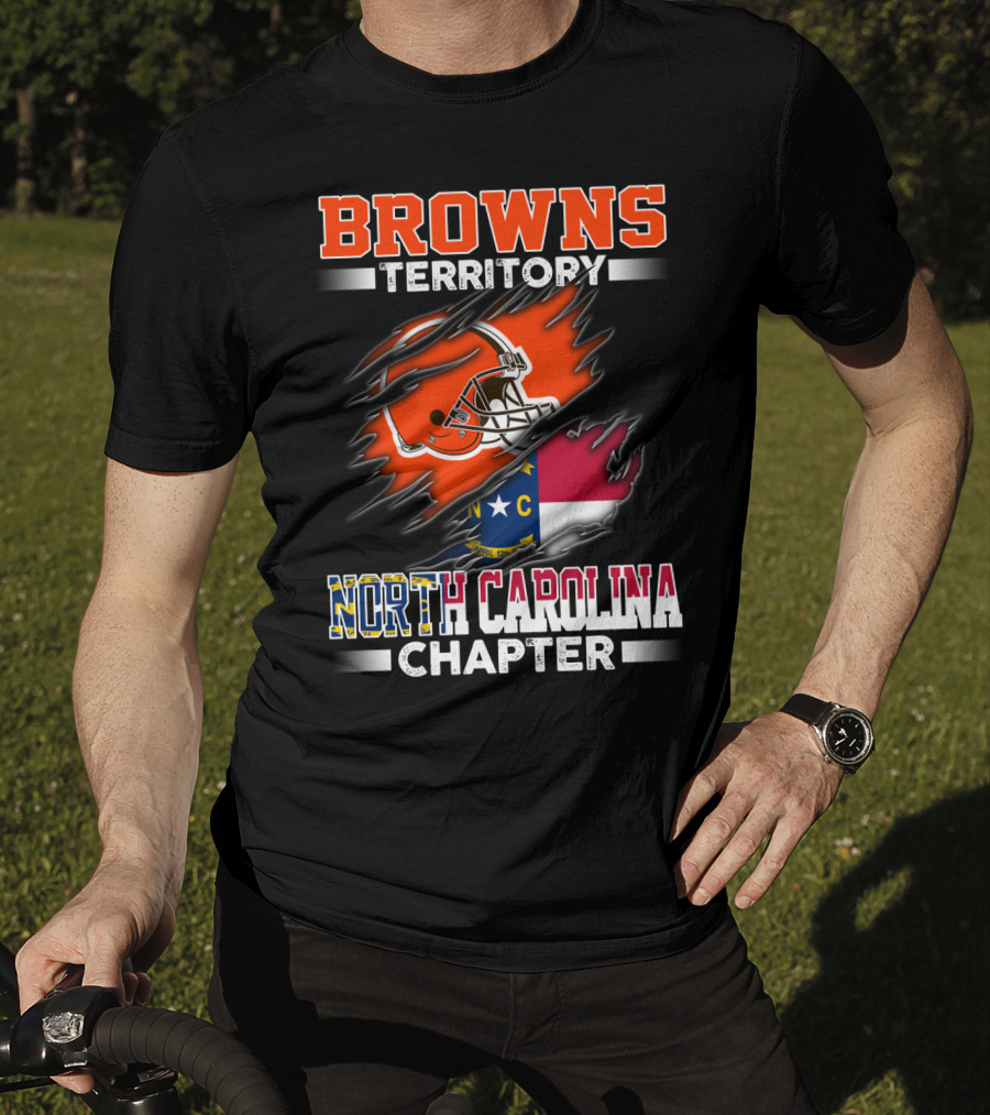 Browns Territory North Carolina Chapter Football Helmet And State Flag T-Shirt