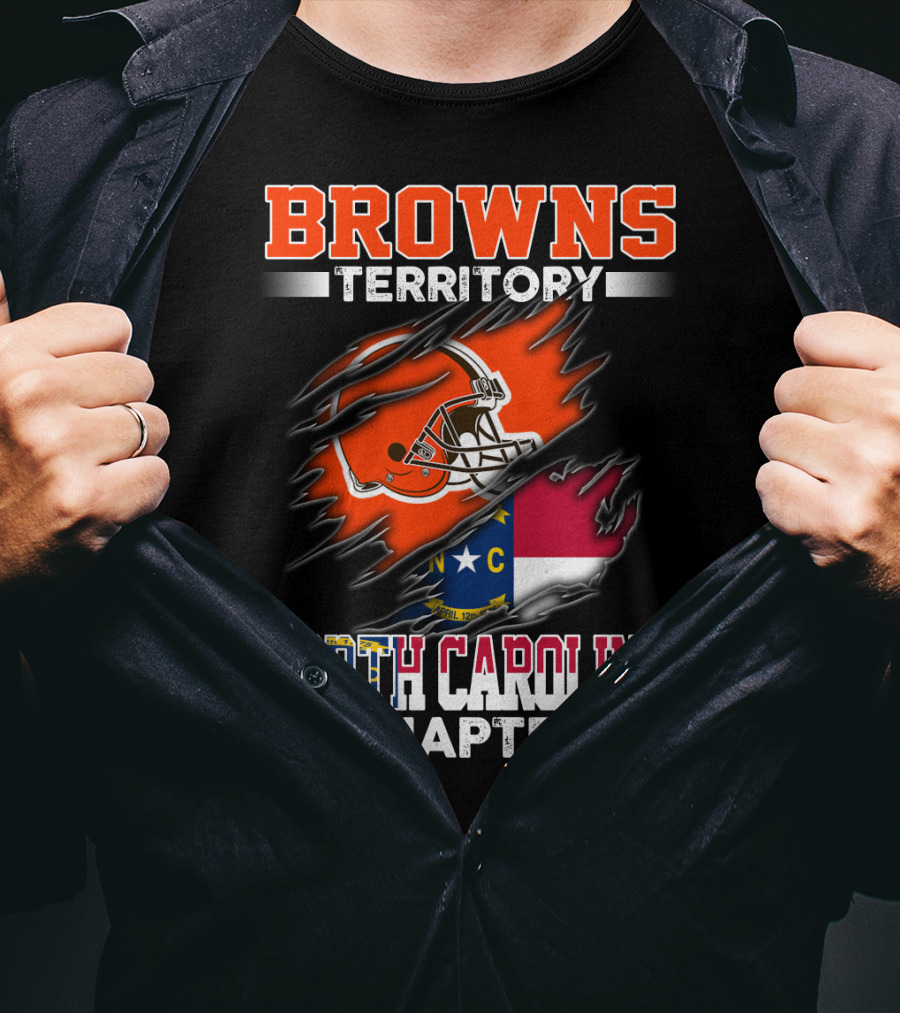 Browns Territory North Carolina Chapter Football Helmet And State Flag T-Shirt