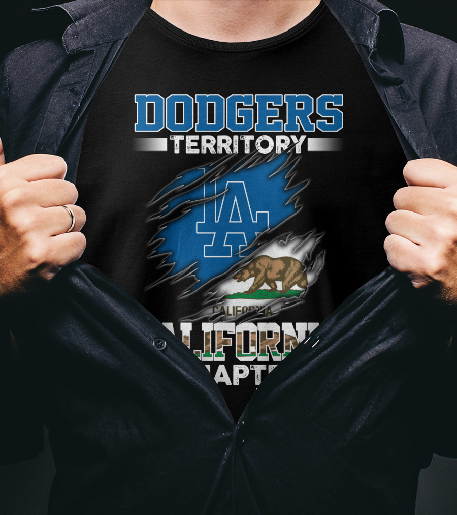 Dodgers Territory California Chapter LA Logo California Bear Flag T-Shirt