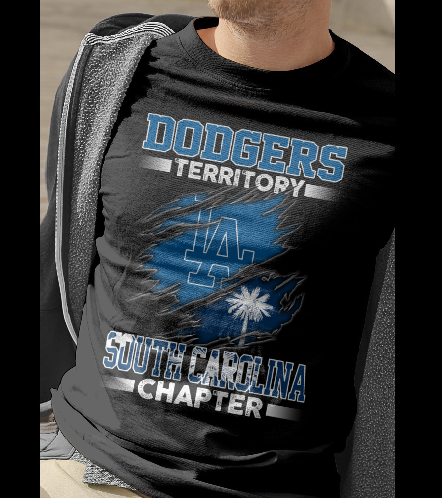 Dodgers Territory South Carolina Chapter LA Logo Palmetto Tree T-Shirt