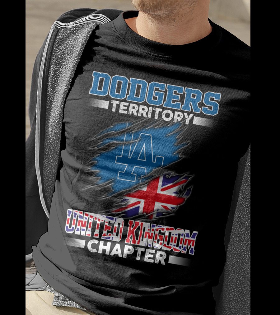 Dodgers Territory United Kingdom Chapter LA Logo Union Jack T-Shirt