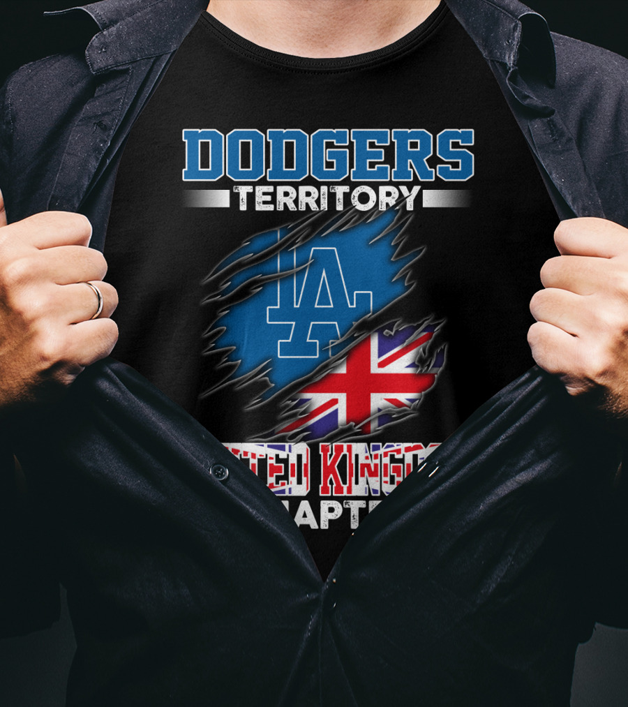 Dodgers Territory United Kingdom Chapter LA Logo Union Jack T-Shirt