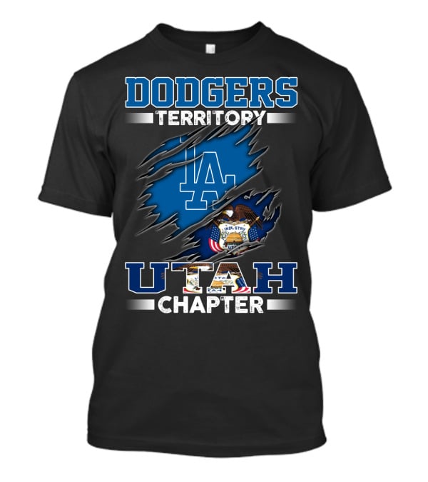 Dodgers Territory Utah Chapter LA Logo Utah State Flag T-Shirt