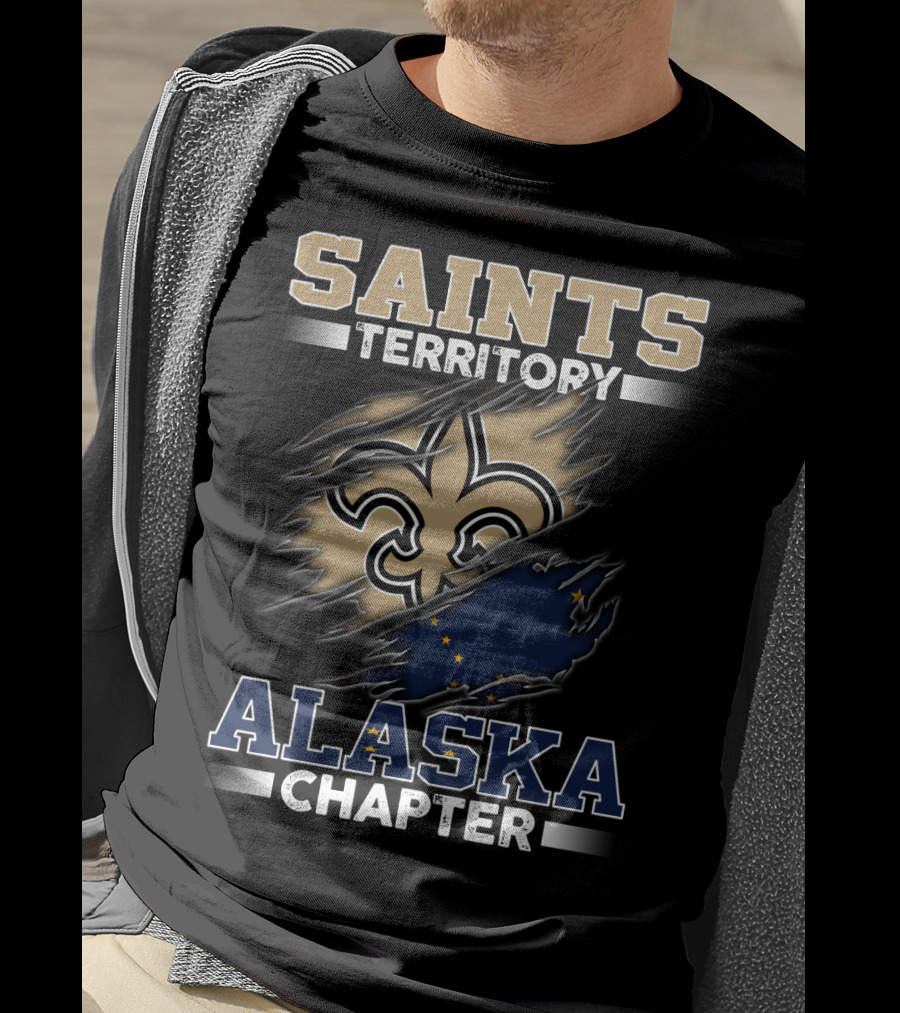 Saints Territory Alaska Chapter Fleur-De-Lis And Alaska Flag T-Shirt