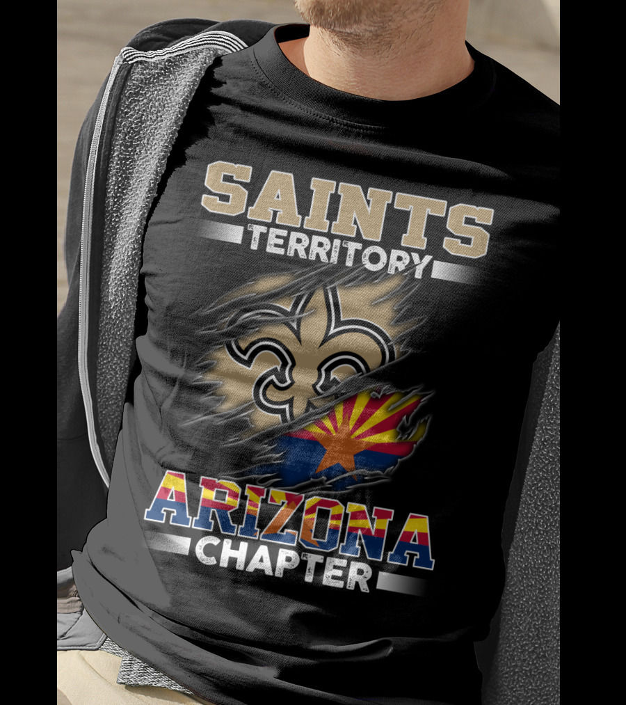 Saints Territory Arizona Chapter Fleur-De-Lis And Arizona Flag T-Shirt
