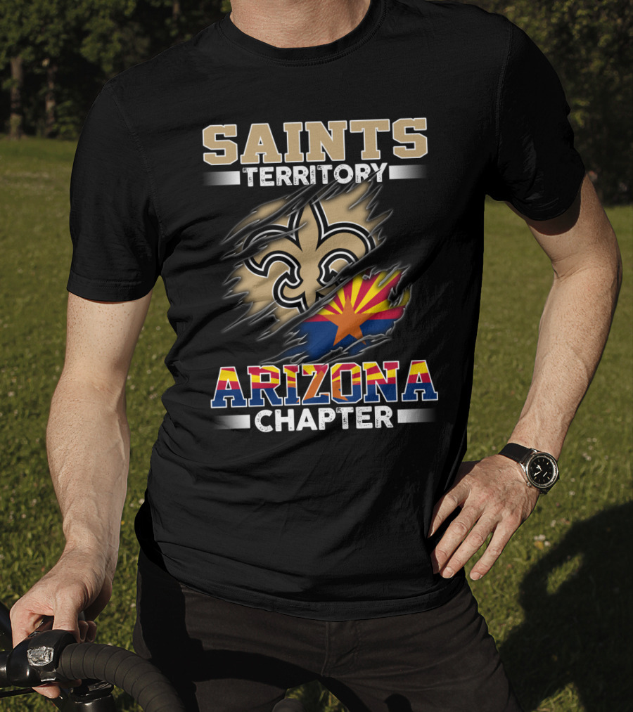 Saints Territory Arizona Chapter Fleur-De-Lis And Arizona Flag T-Shirt