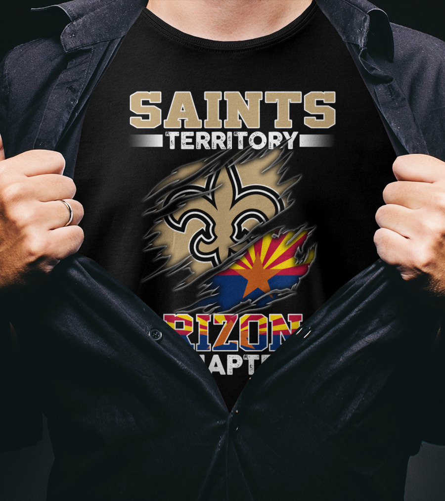 Saints Territory Arizona Chapter Fleur-De-Lis And Arizona Flag T-Shirt