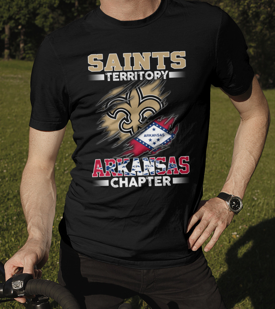 Saints Territory Arkansas Chapter Fleur-De-Lis Flag Integration T-Shirt