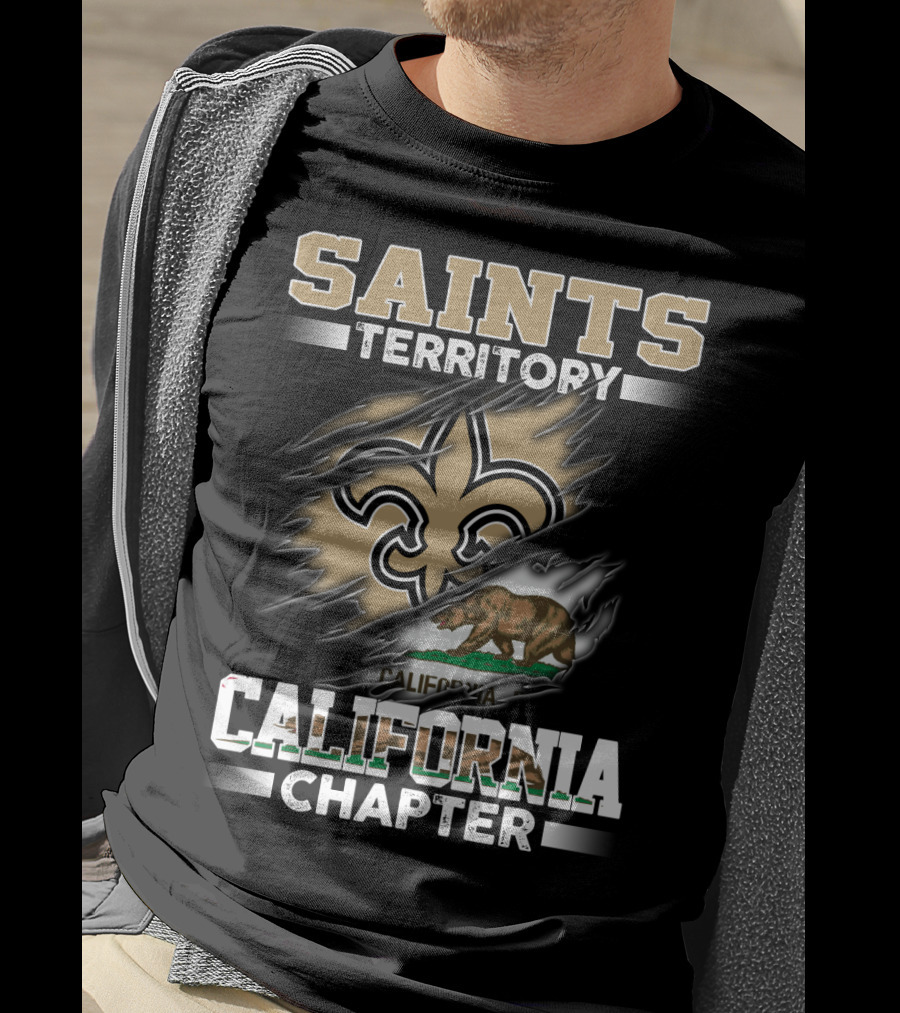 Saints Territory California Chapter Fleur-De-Lis And Bear Flag T-Shirt