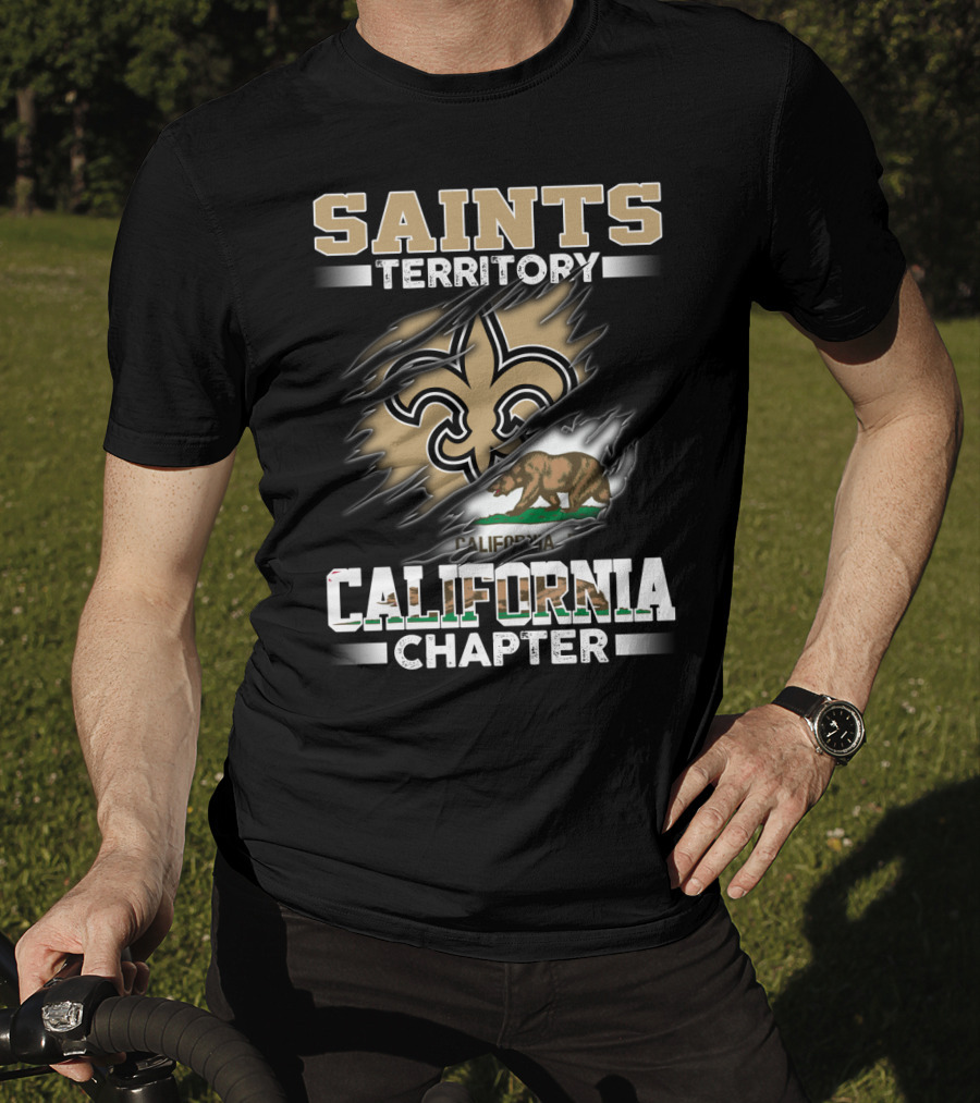 Saints Territory California Chapter Fleur-De-Lis And Bear Flag T-Shirt