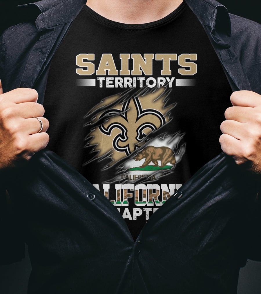 Saints Territory California Chapter Fleur-De-Lis And Bear Flag T-Shirt