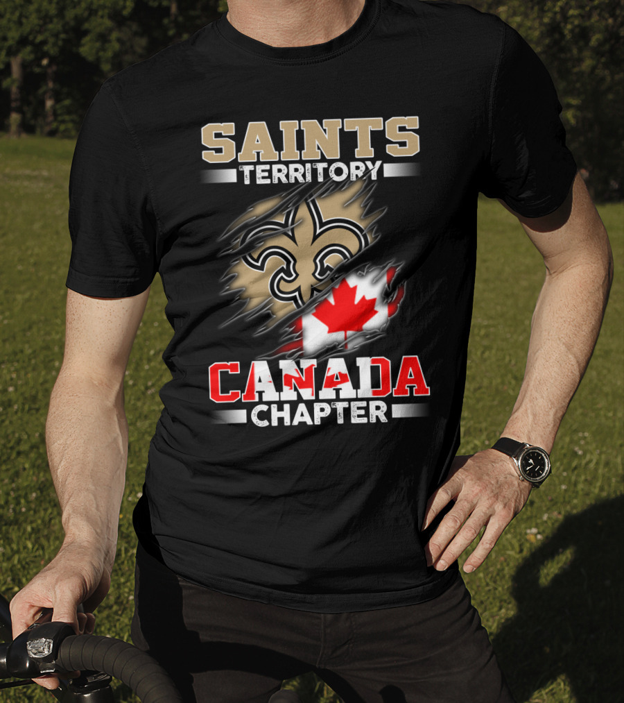 Saints Territory Canada Chapter Fleur-De-Lis And Maple Leaf T-Shirt