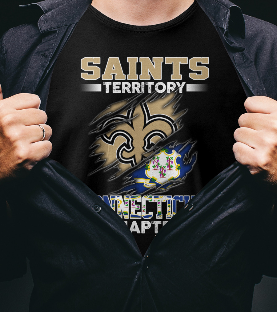 Saints Territory Connecticut Chapter Fleur-De-Lis And State Flag T-Shirt