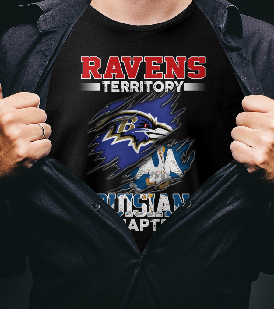 Ravens Territory Louisiana Chapter Nfl Baltimore Bird Logo Pelican T-Shirt