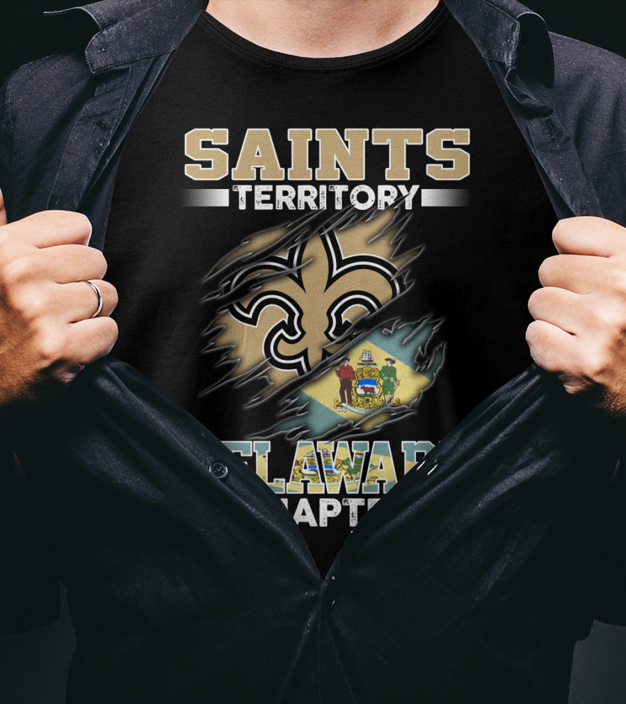 Saints Territory Delaware Chapter Fleur-De-Lis And Delaware Flag T-Shirt