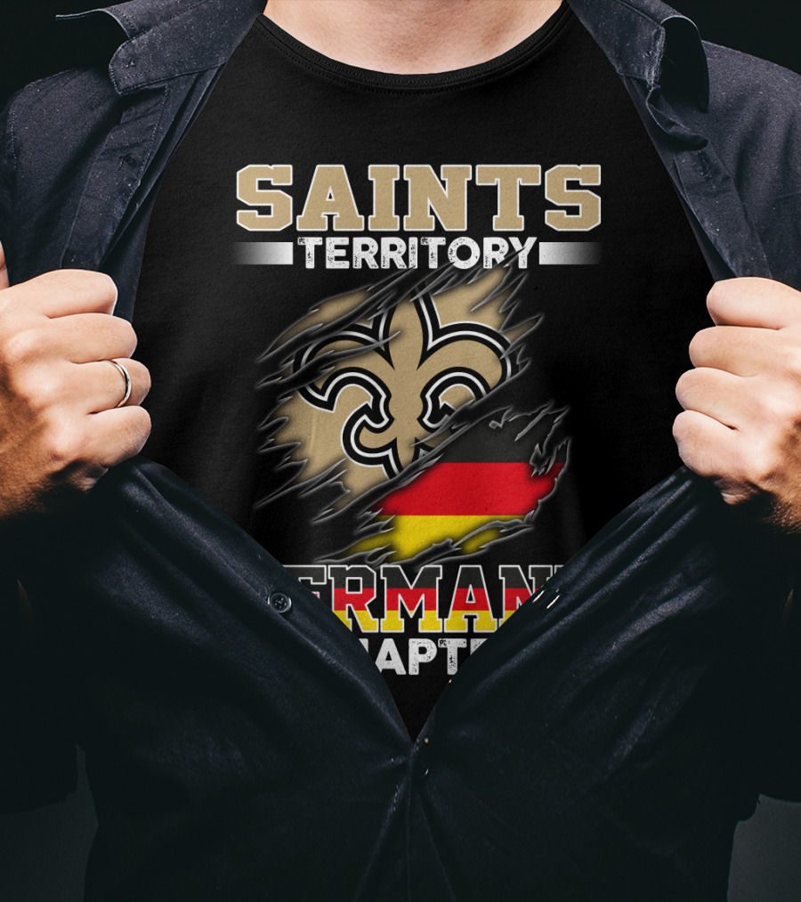 Saints Territory Germany Chapter Fleur-De-Lis German Flag Ripping T-Shirt